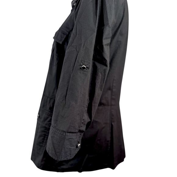 Michael by Michael Kors Long Sleeve Belted Utility Button Down Shirt Large Black - Picture 6 of 14